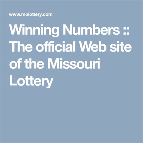 missouri lottery post|winning numbers for missouri lottery.